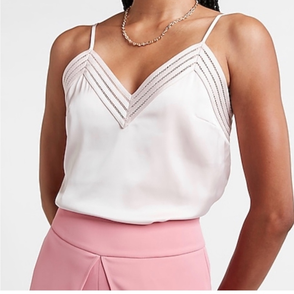 Express Satin Ladder Trim Cami White- Size XS